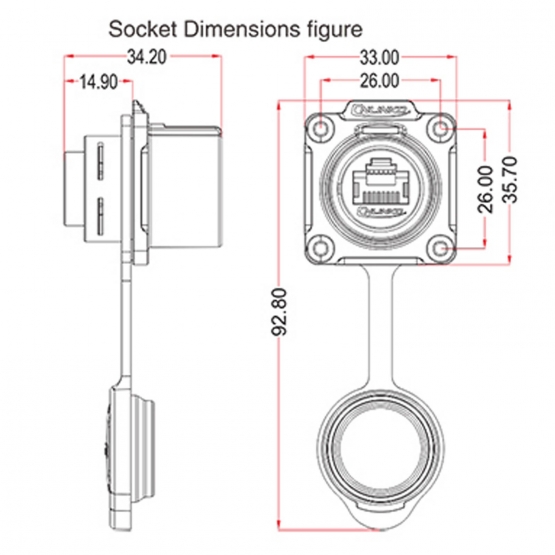 CNLINKO RJ45 Durchführung Einbau LP-24 RJ45 Socket