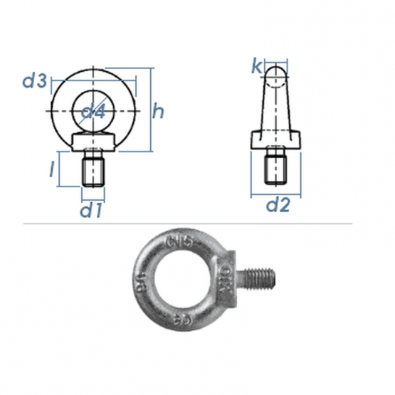 M10 Rinschraube/Fangseilöse DIN580 Stahl verzinkt (1.Stk)