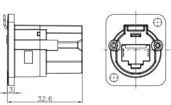 ENOVA Einbaustecker Rj45 - Durchführung Buchse auf Buchse Cat6A